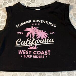 Romwe Small Black Summer Adventures California Cropped Graphic Baby T Shirt
